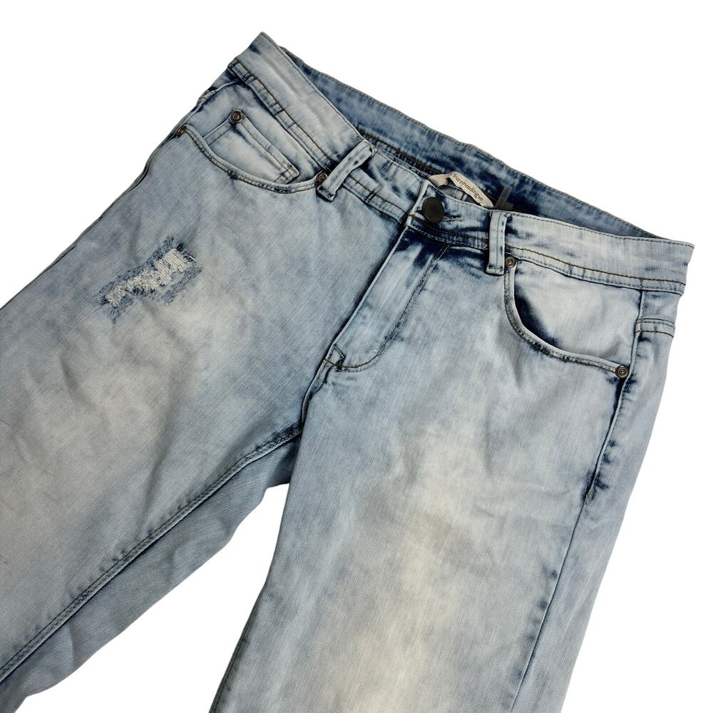 Soft Surroundings Light Wash Straight Leg Mid Rise Distressed Jeans Size 4